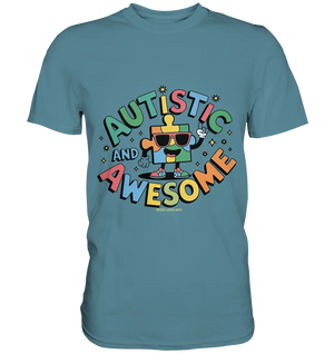 AUTISTIC AND AWESOME – Einzigartiges Puzzle-Design voller Optimismus - Premium Shirt Bright Lights Arts