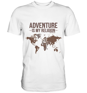 Adventure Is My Religion – Inspirierendes Weltkarten-Design für Reisende - Premium Shirt Bright Lights Arts