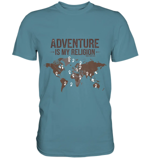 Adventure Is My Religion – Inspirierendes Weltkarten-Design für Reisende - Premium Shirt Bright Lights Arts