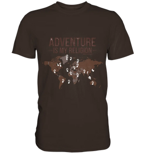 Adventure Is My Religion – Inspirierendes Weltkarten-Design für Reisende - Premium Shirt Bright Lights Arts