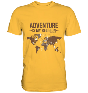 Adventure Is My Religion – Inspirierendes Weltkarten-Design für Reisende - Premium Shirt Bright Lights Arts