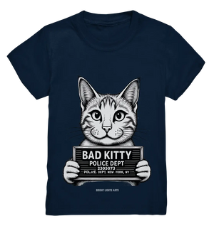 Bad Kitty – Lustiges Katzen Mugshot Shirt im Comic-Stil - Kids Premium Shirt Bright Lights Arts