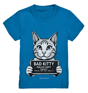 Bad Kitty – Lustiges Katzen Mugshot Shirt im Comic-Stil - Kids Premium Shirt Bright Lights Arts