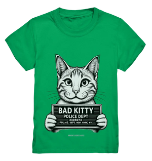 Bad Kitty – Lustiges Katzen Mugshot Shirt im Comic-Stil - Kids Premium Shirt Bright Lights Arts