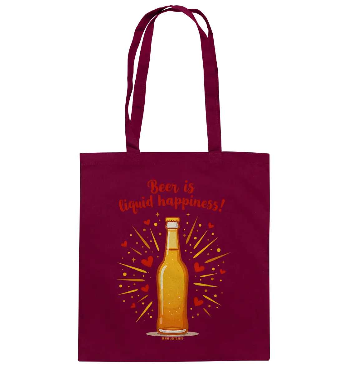 Beer is liquid happiness! – Humorvolles Bierflaschen-Design - Baumwolltasche Bright Lights Arts
