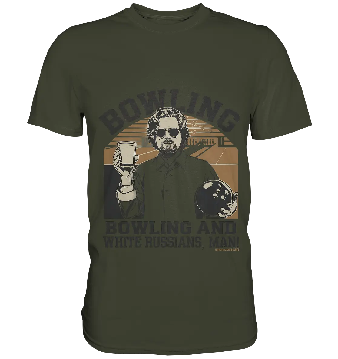 Bowling and white Russians, Man! - Premium Shirt Bright Lights Arts