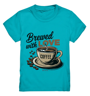 Brewed with LOVE – Charmantes Kaffee-Design voller Wärme - Kids Premium Shirt Bright Lights Arts