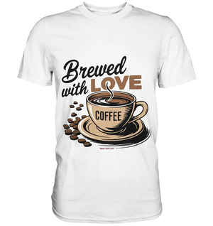 Brewed with LOVE – Charmantes Kaffee-Design voller Wärme - Premium Shirt Bright Lights Arts