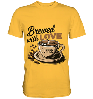 Brewed with LOVE – Charmantes Kaffee-Design voller Wärme - Premium Shirt Bright Lights Arts
