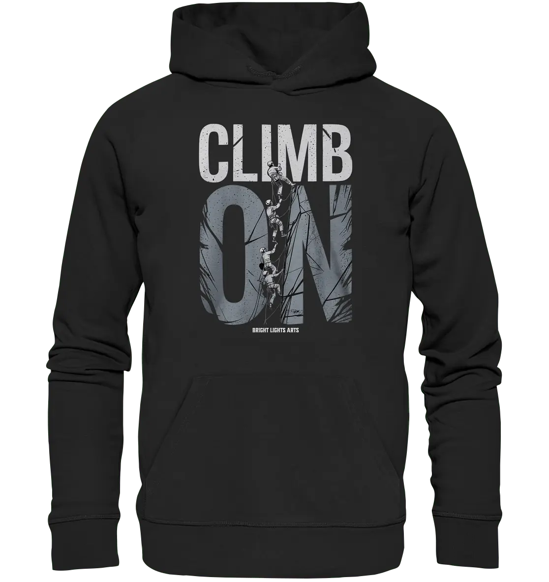 CLIMB ON – Abenteuerliches Kletter - Design mit Teamgeist - Organic Hoodie - Bright Lights Arts