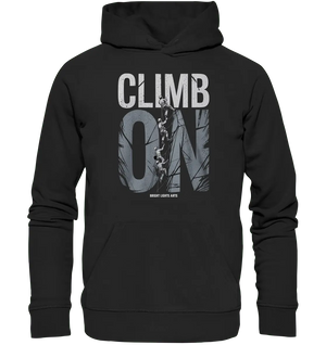 CLIMB ON – Abenteuerliches Kletter - Design mit Teamgeist - Organic Hoodie - Bright Lights Arts