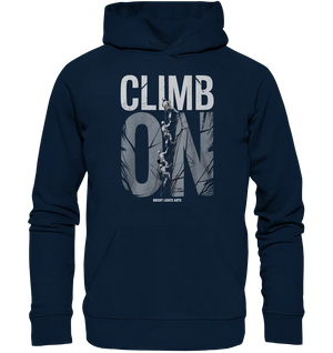 CLIMB ON – Abenteuerliches Kletter - Design mit Teamgeist - Organic Hoodie - Bright Lights Arts