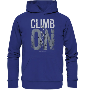 CLIMB ON – Abenteuerliches Kletter - Design mit Teamgeist - Organic Hoodie - Bright Lights Arts