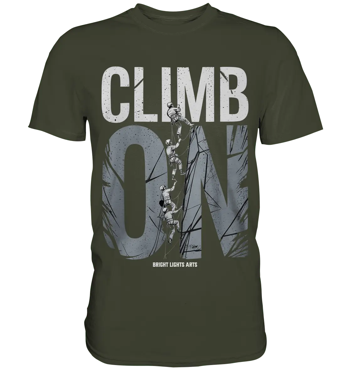 CLIMB ON – Abenteuerliches Kletter - Design mit Teamgeist - Premium Shirt - Bright Lights Arts