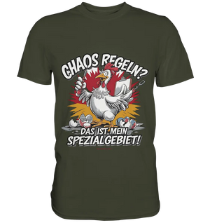 Chaos regeln? Das ist mein Spezialgebiet! – Humorvolles Huhn-Design - Premium Shirt Bright Lights Arts