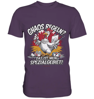 Chaos regeln? Das ist mein Spezialgebiet! – Humorvolles Huhn-Design - Premium Shirt Bright Lights Arts