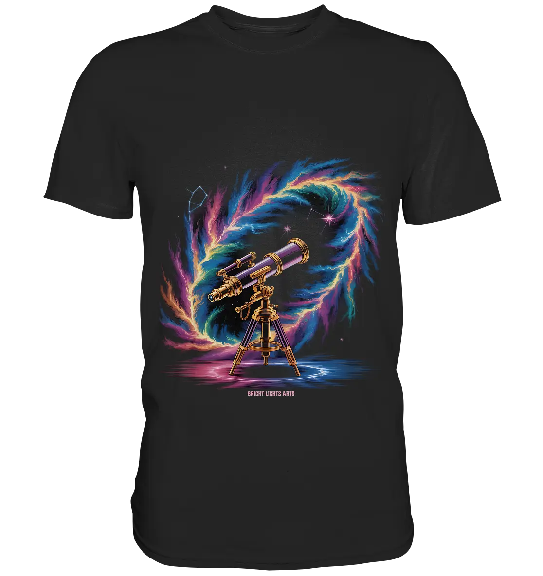 Cosmic Telescope Adventure - Premium Shirt Bright Lights Arts