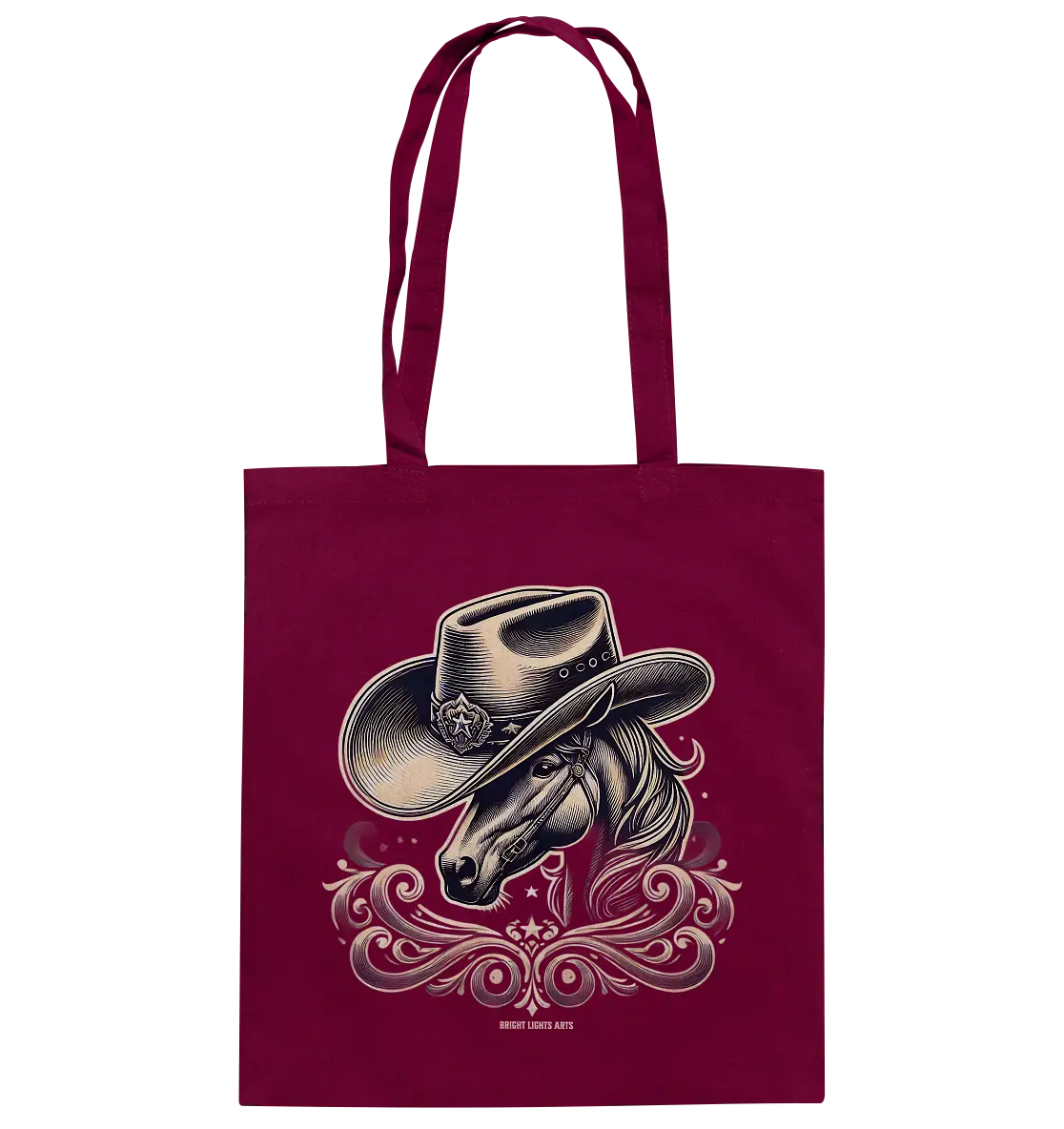 Cowboy Spirit – Detailreiches Western-Design mit Pferdekopf - Baumwolltasche Bright Lights Arts