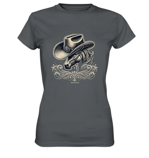 Cowboy Spirit – Detailreiches Western-Design mit Pferdekopf - Ladies Premium Shirt Bright Lights Arts