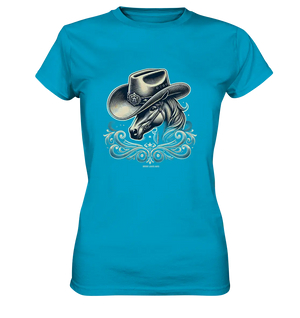 Cowboy Spirit – Detailreiches Western-Design mit Pferdekopf - Ladies Premium Shirt Bright Lights Arts