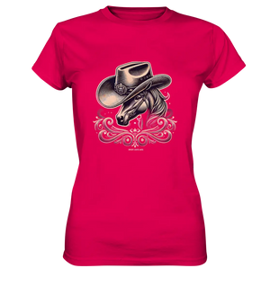 Cowboy Spirit – Detailreiches Western-Design mit Pferdekopf - Ladies Premium Shirt Bright Lights Arts