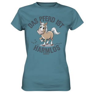Das Pferd ist harmlos – Humorvolles Cartoon-Design - Ladies Premium Shirt Bright Lights Arts