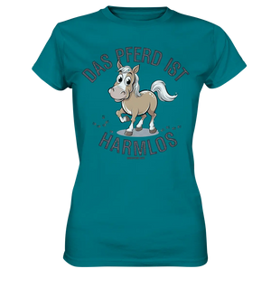 Das Pferd ist harmlos – Humorvolles Cartoon-Design - Ladies Premium Shirt Bright Lights Arts