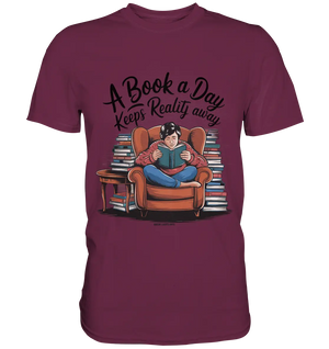 Ein Buch am Tag – Fantasie statt Realität - Premium Shirt Bright Lights Arts