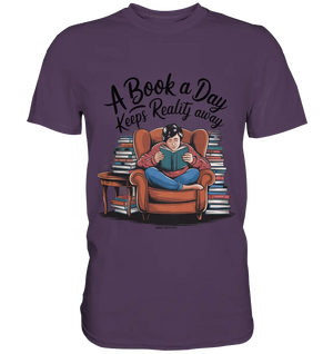 Ein Buch am Tag – Fantasie statt Realität - Premium Shirt Bright Lights Arts