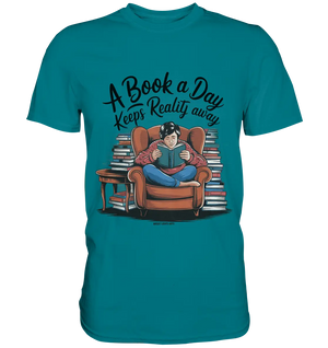 Ein Buch am Tag – Fantasie statt Realität - Premium Shirt Bright Lights Arts