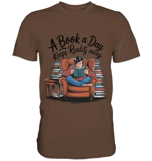 Ein Buch am Tag – Fantasie statt Realität - Premium Shirt Bright Lights Arts