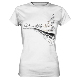 Elegantes Klavier mit Musiknoten in goldbraunen Tönen - Ladies Premium Shirt Bright Lights Arts