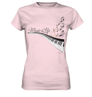 Elegantes Klavier mit Musiknoten in goldbraunen Tönen - Ladies Premium Shirt Bright Lights Arts