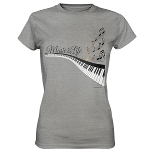 Elegantes Klavier mit Musiknoten in goldbraunen Tönen - Ladies Premium Shirt Bright Lights Arts