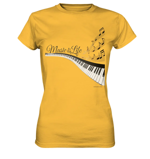 Elegantes Klavier mit Musiknoten in goldbraunen Tönen - Ladies Premium Shirt Bright Lights Arts