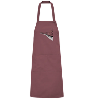 Elegantes Klavier mit Musiknoten in goldbraunen Tönen - Organic Grillschürze Bright Lights Arts