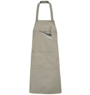 Elegantes Klavier mit Musiknoten in goldbraunen Tönen - Organic Grillschürze Bright Lights Arts