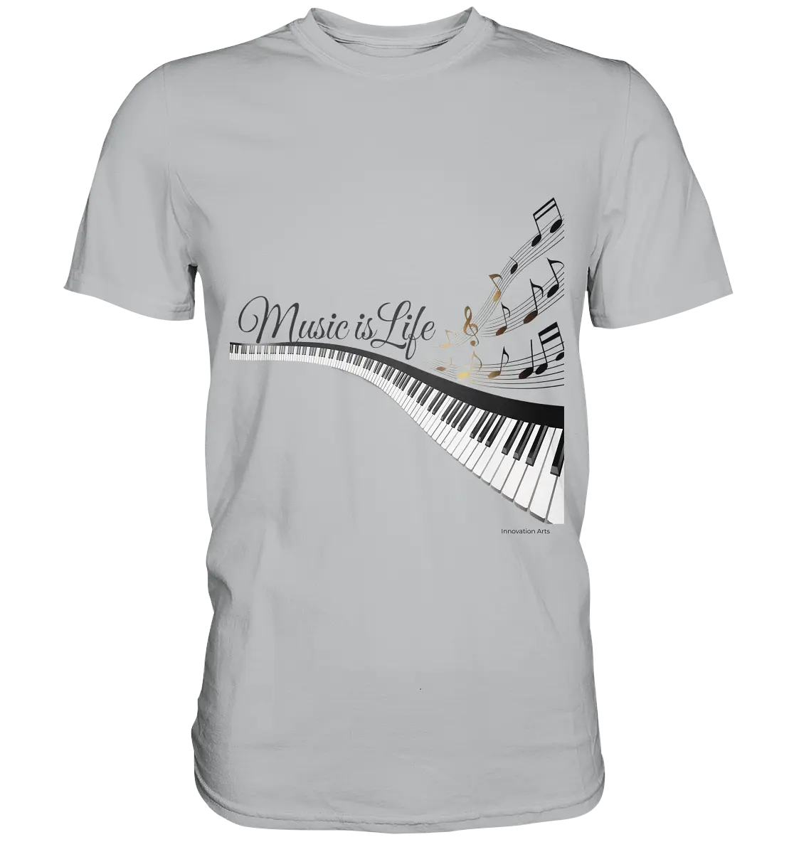 Elegantes Klavier mit Musiknoten in goldbraunen Tönen - Premium Shirt Bright Lights Arts
