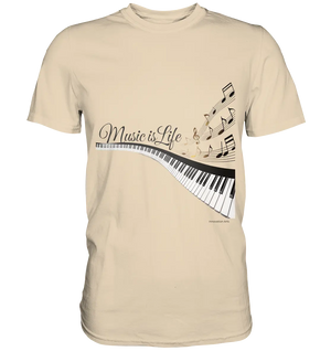 Elegantes Klavier mit Musiknoten in goldbraunen Tönen - Premium Shirt Bright Lights Arts