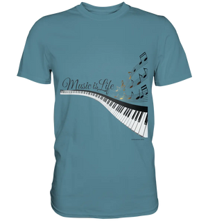 Elegantes Klavier mit Musiknoten in goldbraunen Tönen - Premium Shirt Bright Lights Arts