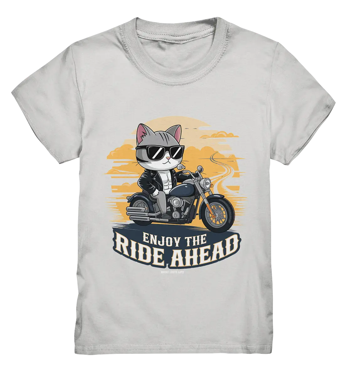 Enjoy the Ride Ahead - Katze auf Motorrad ins Abenteuer - Kids Premium Shirt Bright Lights Arts