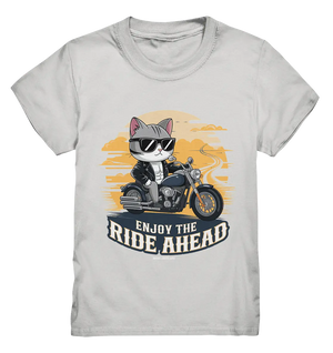Enjoy the Ride Ahead - Katze auf Motorrad ins Abenteuer - Kids Premium Shirt Bright Lights Arts