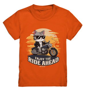 Enjoy the Ride Ahead - Katze auf Motorrad ins Abenteuer - Kids Premium Shirt Bright Lights Arts