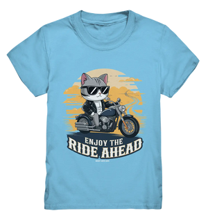 Enjoy the Ride Ahead - Katze auf Motorrad ins Abenteuer - Kids Premium Shirt Bright Lights Arts
