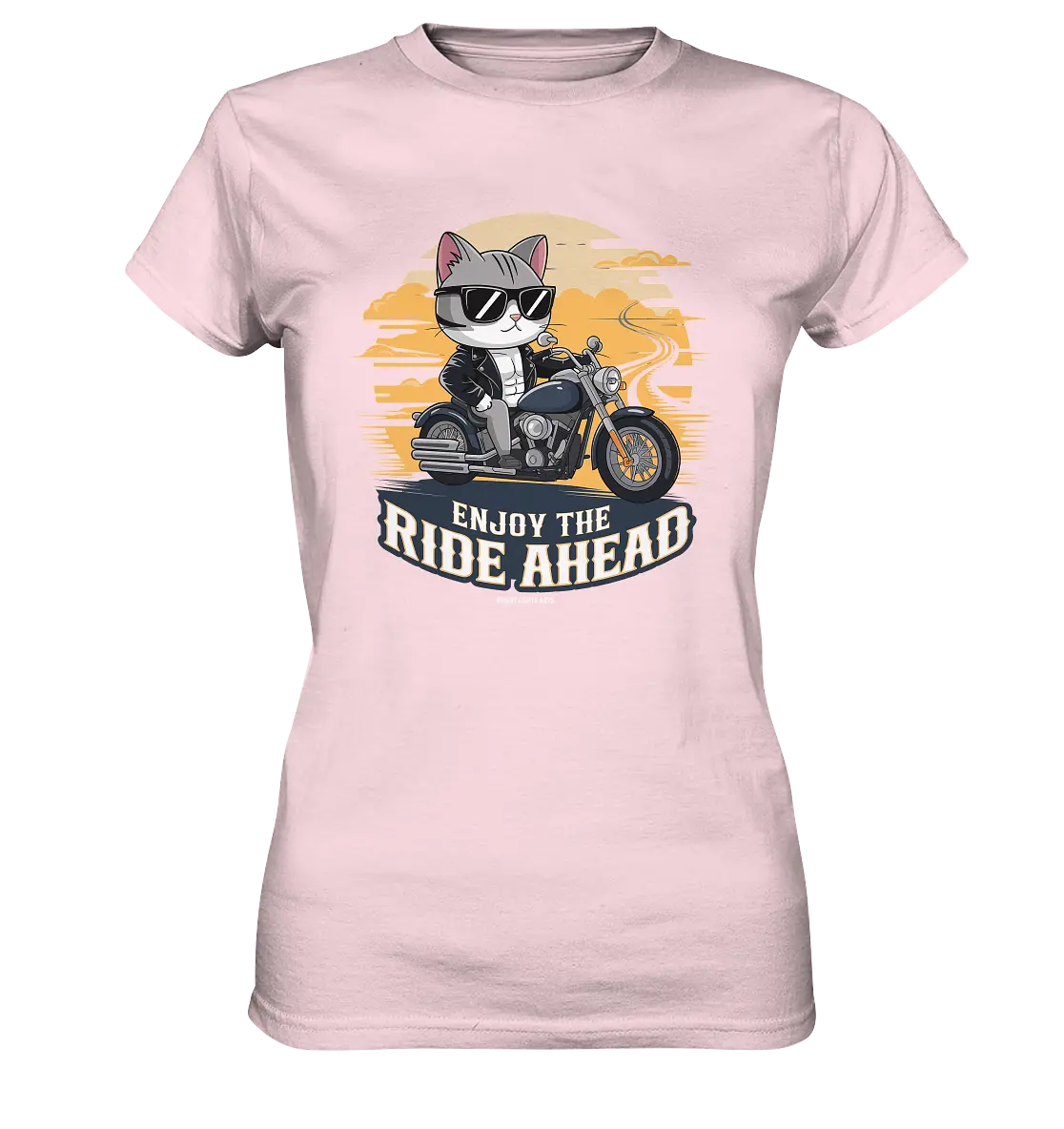 Enjoy the Ride Ahead - Katze auf Motorrad ins Abenteuer - Ladies Premium Shirt Bright Lights Arts
