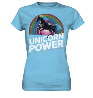 Fabelhaftes Einhorn mit Regenbogen Mähne Stilvolles geometrisches Design - Ladies Premium Shirt Bright Lights Arts