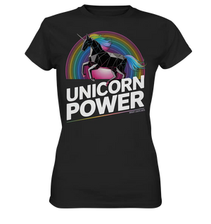 Fabelhaftes Einhorn mit Regenbogen Mähne Stilvolles geometrisches Design - Ladies Premium Shirt Bright Lights Arts
