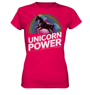 Fabelhaftes Einhorn mit Regenbogen Mähne Stilvolles geometrisches Design - Ladies Premium Shirt Bright Lights Arts