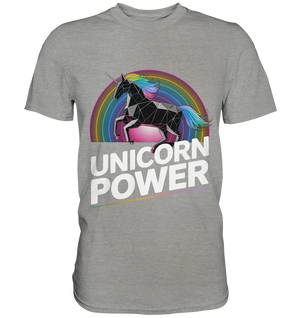 Fabelhaftes Einhorn mit Regenbogen Mähne Stilvolles geometrisches Design - Premium Shirt Bright Lights Arts