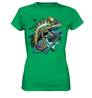 Farbenfrohes Chamäleon – Lebendige Tierillustration - Ladies Premium Shirt Bright Lights Arts